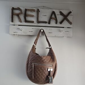 L.A.M.B. Taupe Leather Shoulderbag